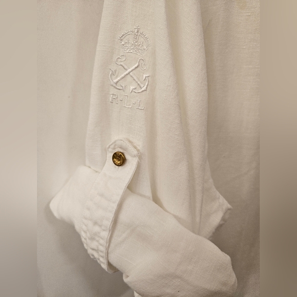 NWOT - Lauren Ralph Lauren Linen White Button Down Shirt - Size 1X - Picture 9 of 11